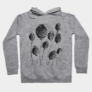 Poppies black and white plant design Hoodie